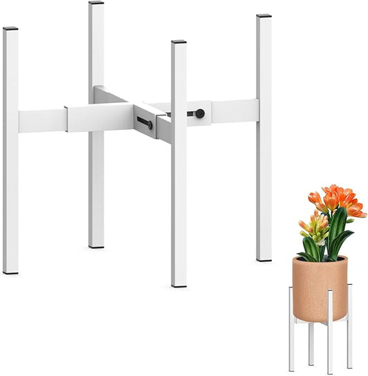 Heavy Plant Stand for 10"-16" Plant Pot Indoor Outdoor Corner, Adjustable Metal Heavy Duty for Large Pot (White 1 Pack)