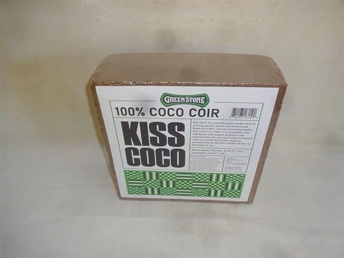 Greenstone Kiss 100% Coco Bale 5kg 11 lbs - Coco Coir Bricks for Hydroponics | Expandable 2 CU FT | Compatible with Perlite for Plants & Worm Castings | Sustainable & Biodegradable