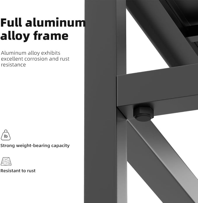 Plant Stand - Indoor/Outdoor Extra-Sturdy Aluminum Plant Stand – Ideal for Patios, Gardens, Living Room Decoration (Black)