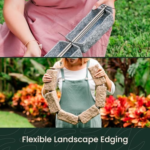 Beuta Landscape Edging | Garden Edging Border | Faux Stone Bricks for Lawn edging, Flower beds, Pathways & Yard Edging– 1 Pack | Each Section Has 6 Bricks 48"L x 4"W x 2.25"H | 3 Spikes |Cobblestone