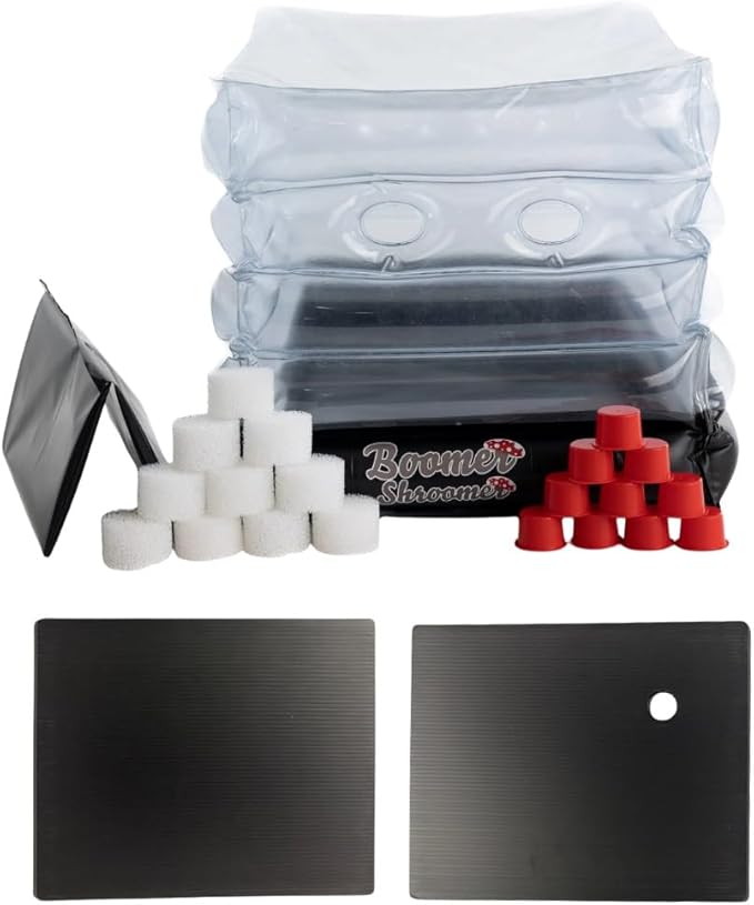 Boomer Shroomer Inflatable Monotub Kit, Mushroom Growing Kit Includes a Drain Port, Plugs & Filters, Removeable Liner [Patent No: US 11,871,706 B2]