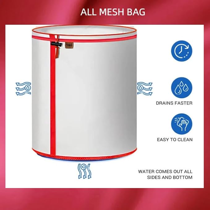 5-Pack 5-Gallon All-Mesh Storage Bags, 5 Color Fine Nylon Mesh, FIQAPJ 5 Pieces Per Pack - For 5 Gallon Bucket, Reusable Filter Bag With Opening On Top - Hydroponics, Gardening.