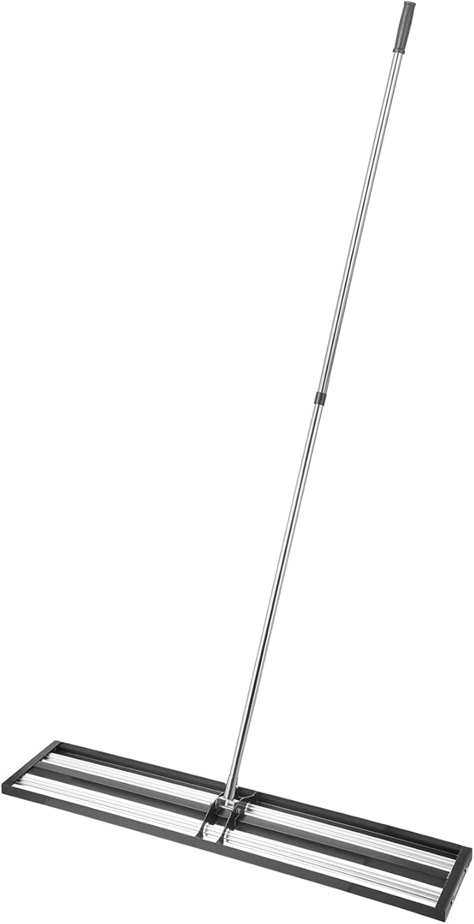 VEVOR Updated Lawn Leveling Rake with Roller, 48'' x 10" Stainless Steel Lawn Leveler with 83.9'' Adjustable Handle, Heavy Duty Yard Leveling Rake, Effort Saving Lawn Leveling Tool for Yard Golf Court
