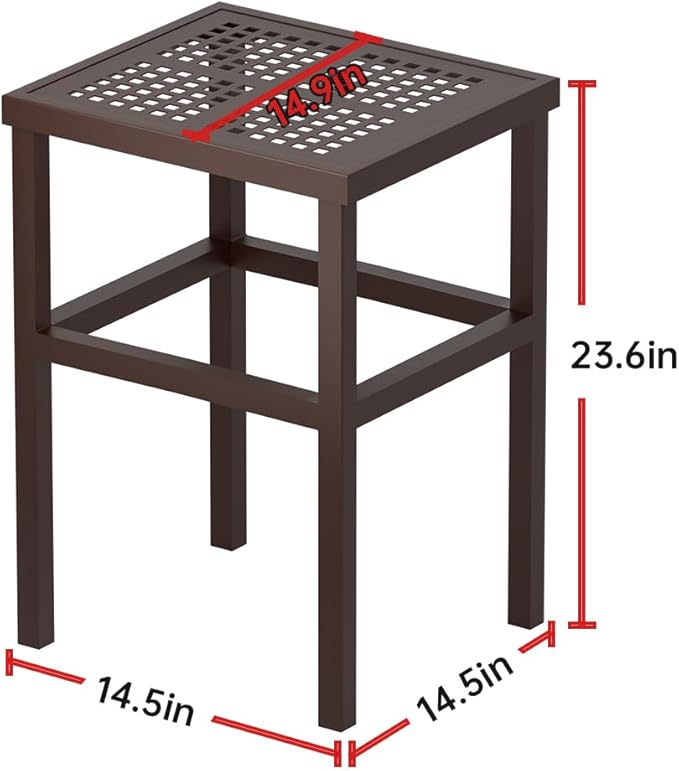 Plant Stand - Indoor/Outdoor Extra-Sturdy 23" tall Aluminum Plant Stand – Ideal for Patios, Gardens, Living Room Decoration (Brown)