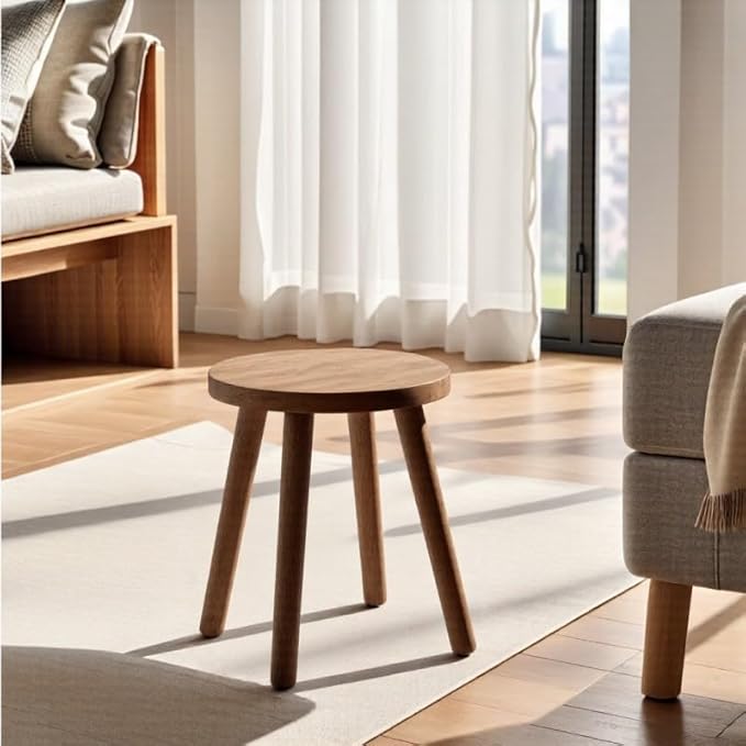 Plant Stand Stools Chair Dressing Wooden Stool Stool Kitchen Bar Stool Side Wood Table Round Wooden Sandal Wood for Bedroom Living Room Dining Table Dining Room Bar (Walnut Color)