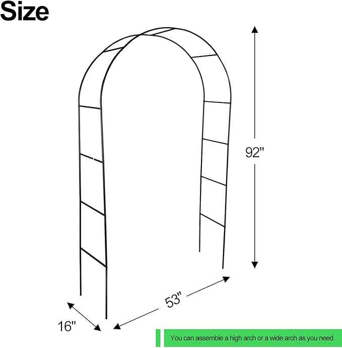 Metal Garden Arch 7.8ft High X 4.5ft Wide Garden Arbor for Various Climbing Plant Outdoor Garden Lawn Backyard Wedding Arch Party Decoration Archway