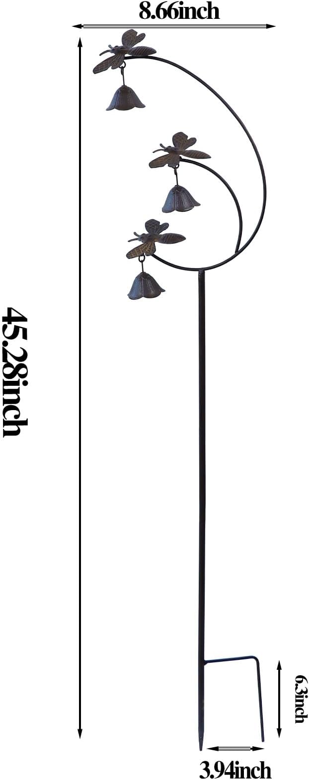 Gardens Metal Bees with Bells for Outside Garden Art,Decorative Garden Stakes