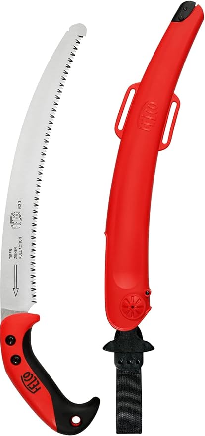 FELCO F630 Pruning Saw – Full-Stroke Pull-Cut Saw for Tree Trimming, Forestry & Outdoor Use | Tree Branch Cutter | Handsaw with Chrome-Plated 13" Blade, Ergonomic Handle, Locking Sheath with Belt Loop