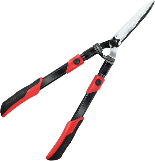 Hedge shears, Extendable 26"-32" Hedge Clippers with Sharp Wavy Blade, Manual Hedge Trimmer for Trimming Borders and Shaping Shrubs, Garden Shears Pruner for Lawn and Yard Tools
