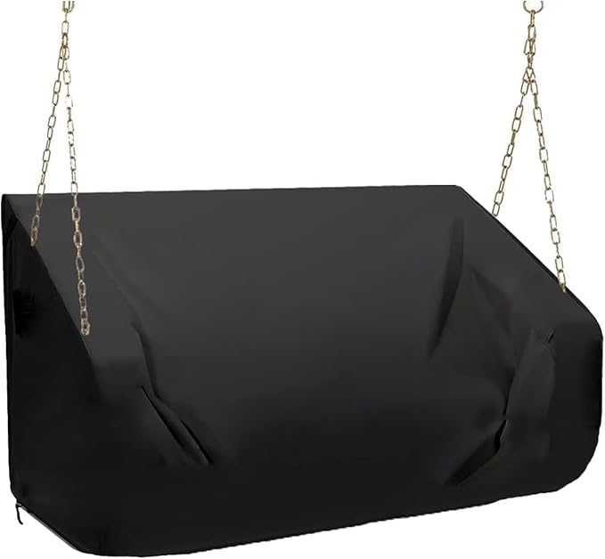 Porch Swing Cover 86 Inch Waterproof 600D Oxford Hanging Outdoor Swing Cover All Weather Protected Swing Covers for Outdoor Furniture (Black, 86x45x(32-24) Inch)