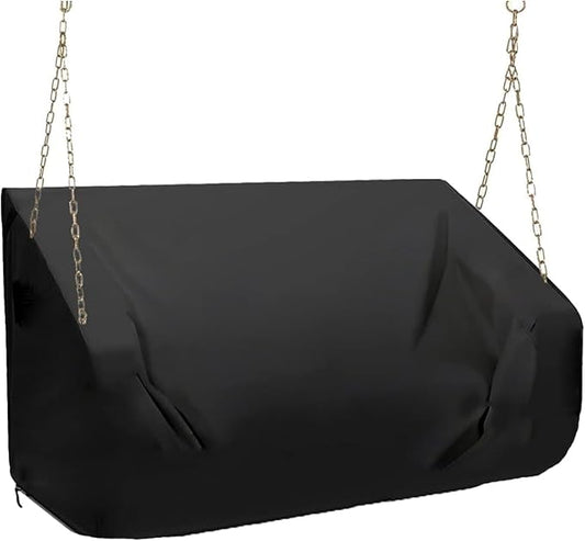 Porch Swing Cover 86 Inch Waterproof 600D Oxford Hanging Outdoor Swing Cover All Weather Protected Swing Covers for Outdoor Furniture (Black, 86x45x(32-24) Inch)