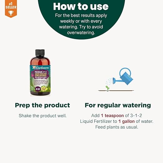 Premium Liquid Olive Tree Plant Fertilizer - 3-1-2 Concentrate for Indoor Plants and Flowers by Gardenera | Organic Plant Food for Olive Trees - 32oz