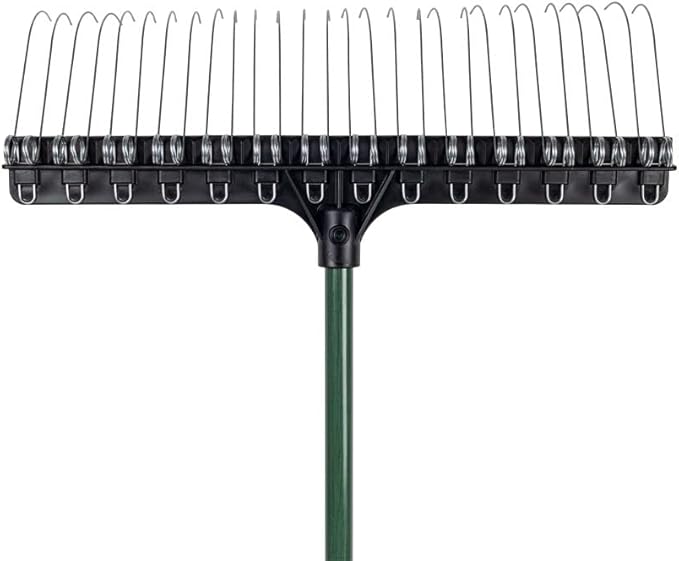 THE GROUNDSKEEPER II Rake 55-inch Lightweight Fiberglass Handle, 21-inch Head, Durable Steel Tines for Gardening, De-Thatching or Professional Landscaping - Green (6-Pack)