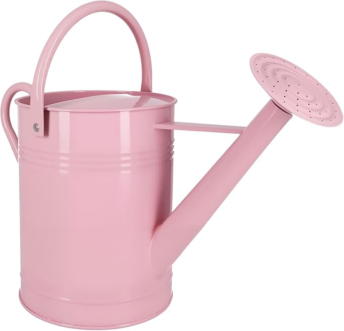 Galvanized Watering Can for Outdoor Indoor Plants, 1.7 Gallon Pink Decorative Countryside Style Water Can with Removable Spout, Metal Watering Can for Indoor Plants and Garden Flower