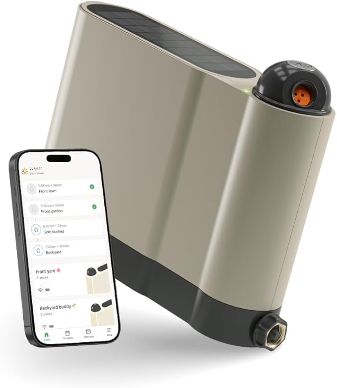 OtO Lawn Smart Sprinkler – App-Controlled Precision Watering, Solar-Powered, Weather Intelligence, Rain Skips, Quick Install, Covers 5,000 sq ft, Water-Saving Irrigation System