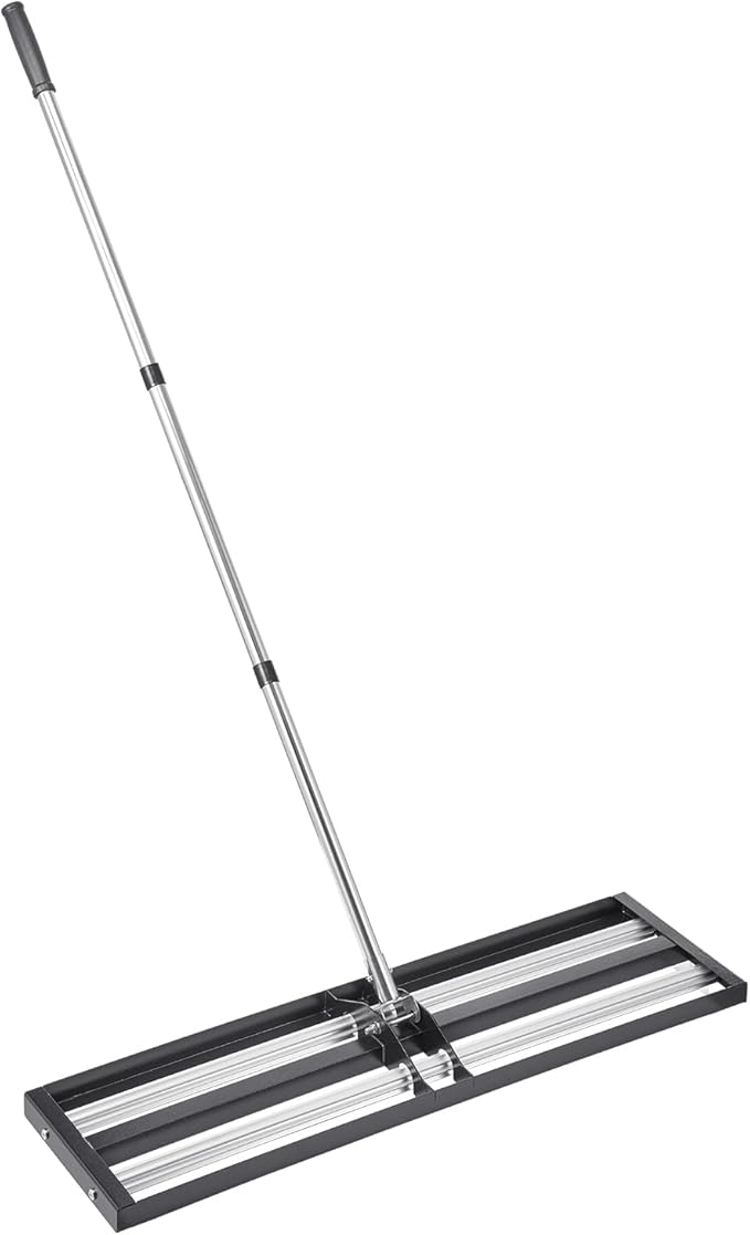 VEVOR Updated Lawn Leveling Rake with Roller, 36'' x 10" Stainless Steel Lawn Leveler with 83.9'' Adjustable Handle, Heavy Duty Yard Leveling Rake, Effort Saving Lawn Leveling Tool for Yard Golf Court