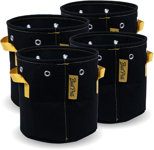 BudPots for Optimal Plant Growth | 3 Gallon Fabric Pots (11.3L) | 4-Pack | Metal Reinforced Rim - Sturdy & Never Collapses | Promotes Dense & Healthy Roots | Low Stress Training | Reusable
