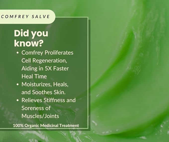 SSF Organics- Comfrey Salve | Concentrated Heal Balm with MSM, Magnesium Oil, Undiluted Comfrey Oil, and Zinc for: Joints | Muscles | Bone | Skin Condtitions | Cysts | Made in the USA. | Clean Company