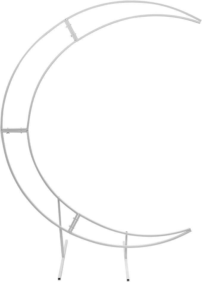 Wedding Arch, 7ft Metal Crescent Moon Wedding Arch Stand, Curved Flower Balloon Frame Garden Arbors and Arches for Wedding, Valentine's Day, Christmas, New Year Decoration (White)