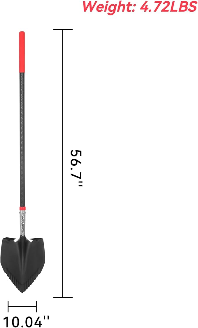 SHARK ATTACK 5-Piece Steel Shovel Set with Non-Slip Handle and D-Grip Handles - Multi-Size Garden Shovels with Powder Coating for Digging, Planting & Car Emergency