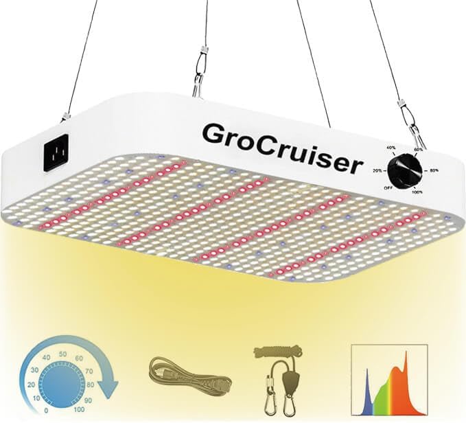 600W Dimmable Grow Light LED, 2025 Upgrade Grow Lights for Indoor Plants Full Spectrum, Plant Growing Lamp for Seed Starting Veg Bloom, Daisy Chain Function and Quiet Built-in Fan