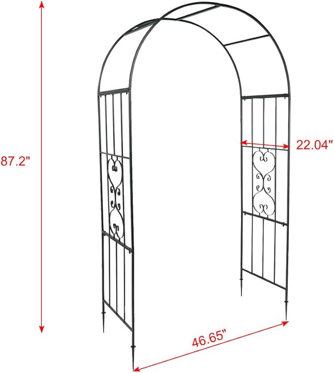 Garden Arbor, 7.3FT Metal Arbor Trellis for Climbing Plants Outdoor, Dark Green Garden Archway for Lawn, Patio and Backyard, Wedding Arches for Ceremony