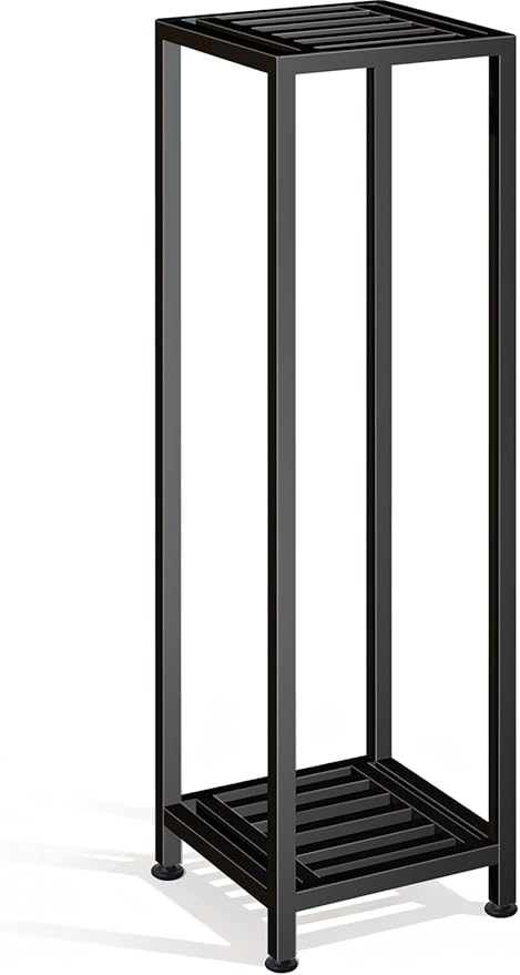 Plant Stand Indoor Outdoor, 41'' Tall Wrought Iron Plant Stands, 2 Tier Heavy Duty Metal Pedestal Stand Decorative Flower Stand for Patio Garden Deck Living Room
