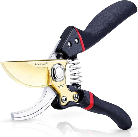 Garden Shears, Handheld Pruning Shears for Heavy Duty, Ergonomic Gardening Tools for Pruning Branches, Plants, Shrubs and Vines, Professional Sharp Garden Scissors (Japanese Garden Pruning Shears)