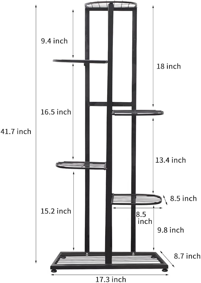 Tall Metal Plant Stand Indoor Outdoor 6 Tier Flower Pot Plant Stand Multi Tier Plant Holder Shelf Display Rack for Garden Patio Balcony