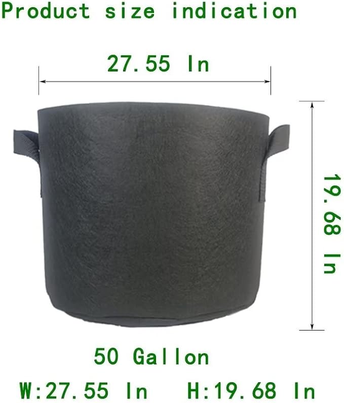 WEIFENG 3-Pack 50 Gallon Grow Bags, XXL Heavy Duty Fabric Pot with Handles for Giant Trees, Commercial Use