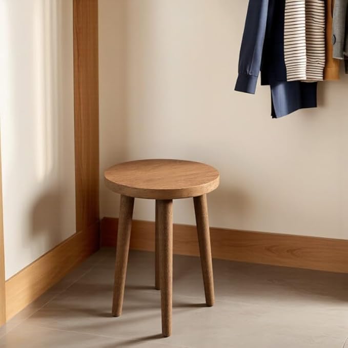 Plant Stand Stools Chair Dressing Wooden Stool Stool Kitchen Bar Stool Side Wood Table Round Wooden Sandal Wood for Bedroom Living Room Dining Table Dining Room Bar (Walnut Color)