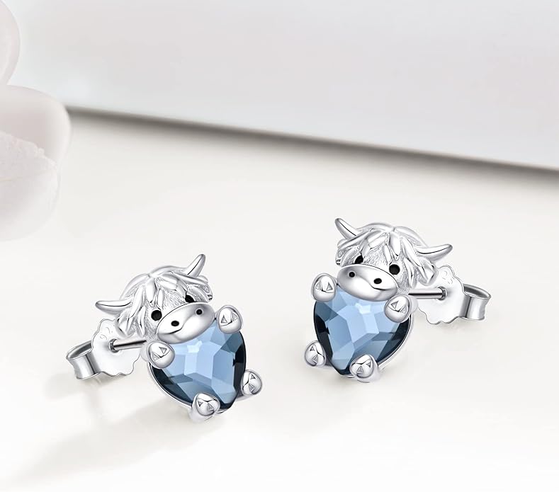 JUSTKIDSTOY Hypoallergenic Earrings Sterling Silver Crystal Cute Animal Studs Earrings for Sensitive Ears Birthday Gifts for Women Girls
