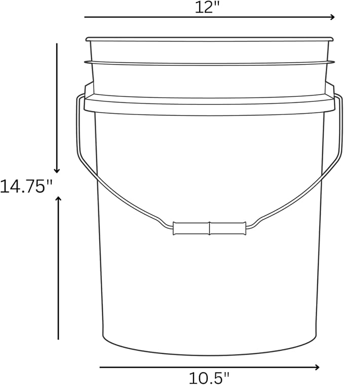 House Naturals 5 Gallon Bucket Pail with Air Tight White Screw on Lid - Food Grade-BPA Free - (Pack of 2) - Made in USA Buckets