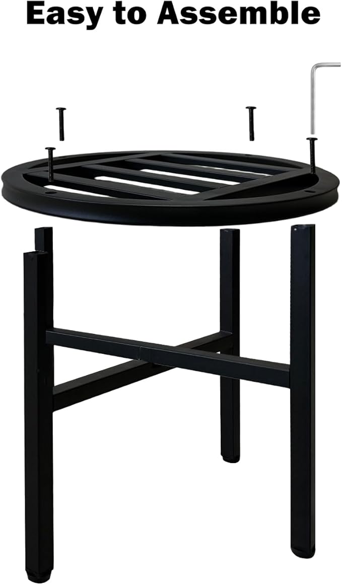Plant Stand Indoor Outdoor,13 Inch Round Metal Plant Stands Riser,Heavy Duty Wrought Iron Pedestal Holders for Large Flower Pot,Outside Rust-Proof Black Flower Display Shelf for Patio,1-Pack