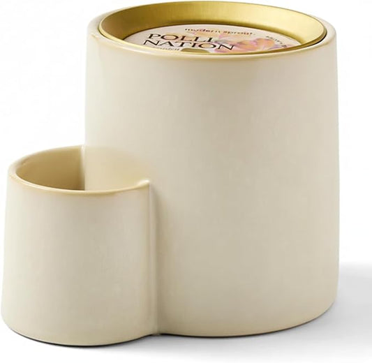 Modern Sprout Ember Earth Candle Planter - 2 in 1 Scented Soy Candle w/Bottom Feeding System - 8 Oz with 50 hr Burn time in Glaze Ceramic Vessel Ideal for Any Indoor Plants - Pollination