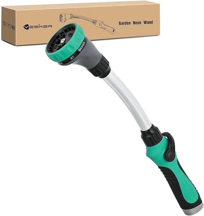 Yesker Watering Wand for Garden Hose, 19 Inch, 8 Spray Patterns, Garden Hose Nozzle with Thumb Flow Control, Ideal for Water Plant, Shrubs and Yard