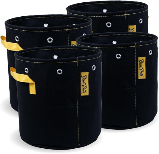 BudPots for Optimal Plant Growth | 5 Gallon Fabric Pots (18.9L) | 4-Pack | Metal Reinforced Rim - Sturdy & Never Collapses | Promotes Dense & Healthy Roots | Low Stress Training | Reusabe
