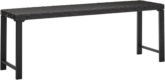 46" Outdoor Rattan Backless Bench, All-Weather Patio Garden Bench for Backyard, Porch, or Lawn, Durable Steel Bench for Outdoor Spaces