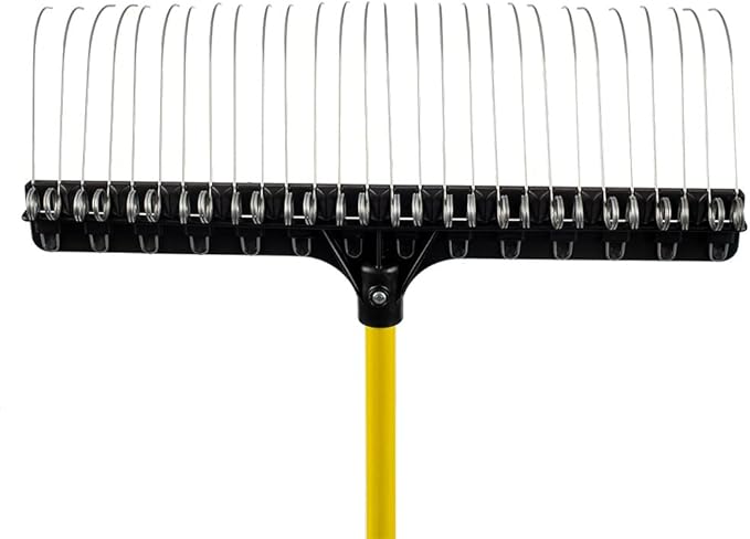 THE GROUNDSKEEPER II Rake 55-inch Lightweight Fiberglass Handle, 21-inch Head, Durable Steel Tines for Gardening, De-Thatching or Professional Landscaping (6-Pack)