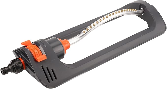 Lawn Sprinkler, Metal Oscillating Sprinkler with 19 Brass Nozzles 4 Modes Water Sprinkler Aluminum Alloy Water Spray Pipe Oscillating Watering Sprinkler Home Lawn, Courtyard