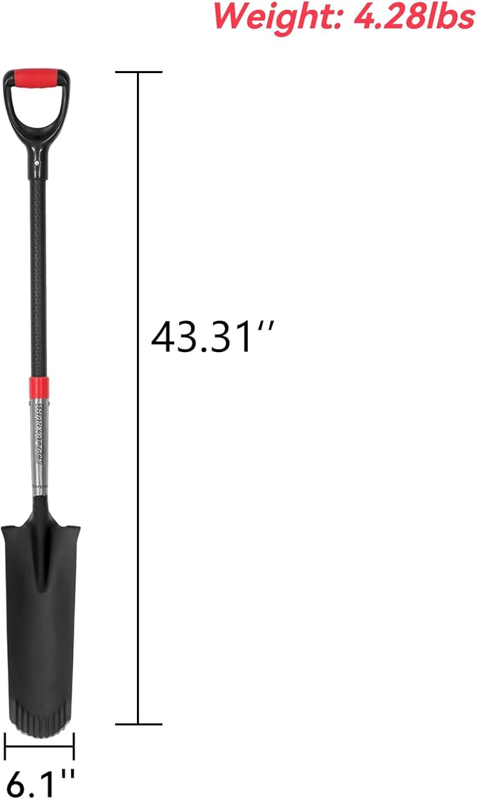 SHARK ATTACK 5-Piece Steel Shovel Set with D-Grip Handles Digging Shovel- Multi-Size Garden Shovels with Powder Coating for Digging, Planting & Car Emergency