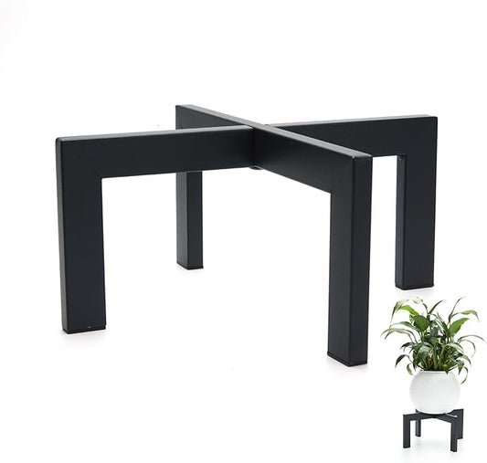 Heavy-Duty Metal Plant Stands Indoor Outdoor, 2/3 Pack Modern Plant Holder & Rattan Stool - Low Short Black Plant Stands Fit 5-12 Inch Pots (Plant Not Included)(3Pcs)