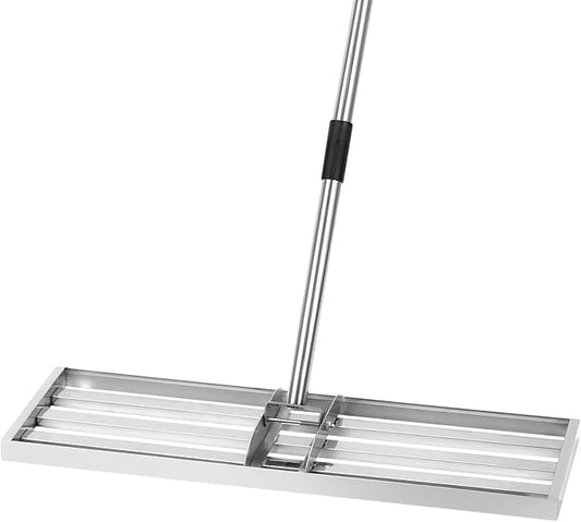 Lawn Leveling Rake 17*10 inch,Stainless Steel Lawn Leveler with 76” Long Handle .Heavy Duty Ground Leveler Tool Leveler Yard Rakes for Spreading Sand, Soil, Seed & Gravel.