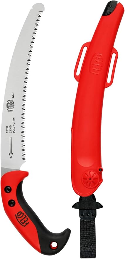 FELCO F640 Pruning Saw – Full-Stroke Pull-Cut Saw for Tree Trimming, Forestry & Outdoor Use | Tree Branch Cutter | Handsaw with Chrome-Plated 10" Blade, Ergonomic Handle, Locking Sheath with Belt Loop