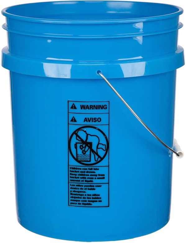 House Naturals 5 Gallon Bucket Pail with Air Tight White Screw on Lid - Food Grade-BPA Free - (Pack of 2) - Made in USA Buckets