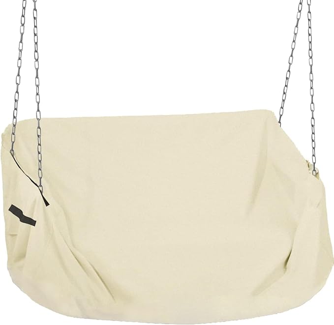 Porch Swing Cover 56 Inch Waterproof 600D Oxford Hanging Outdoor Swing Cover All Weather Protected Swing Covers for Outdoor Furniture (Beige, 56x28x(32-24) Inch)