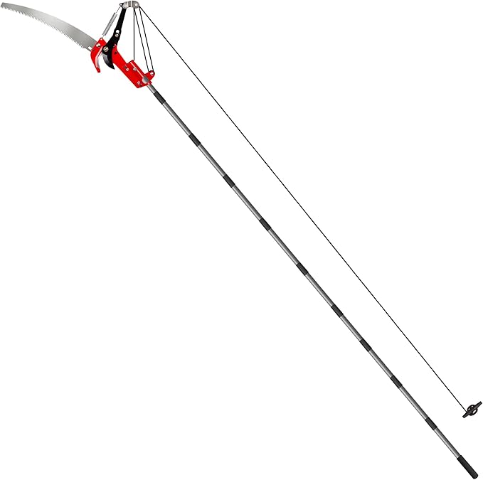 Suchtale 14FT Pole Saws for Tree Trimming, Manual Tree Pruner with Steel Saw Blade & Scissors, Long Handle Branch Cutter Pole, Extendable Limb Trimmer for High Branches, Yard Garden Pruning Tool