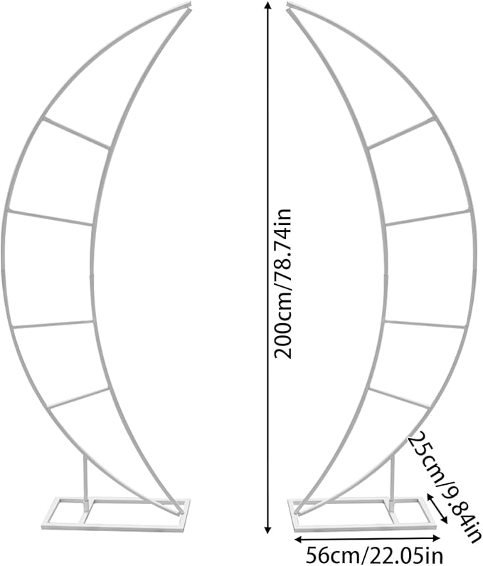 Wedding Arch Stand for Ceremony 2PCS Moon-Shaped White Modern Metal Balloon Arch Stand Kit Garden Floral Arch Frame Background for Anniversary Birthday Party Decoration Home Garden Outdoor Lawn Decor