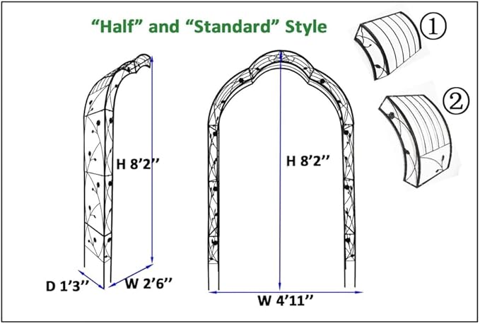 8.3FT Heavy Duty Steel Garden Arbor with Side Garden Trellis, 8-in-1 Wedding Arch Archway for Backyard, Vine Plants & Outdoor Decor - Includes Ground Stakes & Easy Assembly