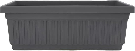 The HC Companies Venetian Window Planter Box w/Drain Plug - Long Planter Box for Windowsills, Balconies & More - Plastic Rectangular Outdoor Planters for Herbs & Flowers (18" Warm Gray, Pack of 1)